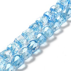 Light Sky Blue Electroplate Transparent Glass Beads Strand, AB Color Plated, Faceted, Bell, Light Sky Blue, 8x8mm, Hole: 1.2mm, about 60pcs/strand, 18.11 inch(46cm)