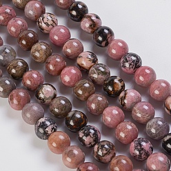 Rhodonite Natural Rhodonite Beads Strands, Round, 10mm, Hole: 1mm, about 37pcs/strand, 15.3 inch