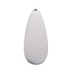 Stainless Steel Color 304 Stainless Steel Pendants, Stamping Blank Tag, Teardrop, Stainless Steel Color, 27x11x1mm, Hole: 1.2mm