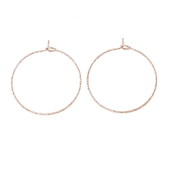 Rose Gold Ion Plating(IP) 316 Surgical Stainless Steel Hoop Earrings Findings, Wine Glass Charms Rings, Rose Gold, 34x30mm, Pin: 0.6mm