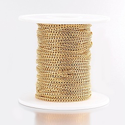 Золотой Ионное покрытие (ip) 304 бордюрные цепи из нержавеющей стали, витые цепочки, несварные, с катушкой, золотые, 3x2x0.6 мм, около 65.61 футов (20 м) / рулон