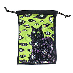 Cat Shape Bolsas de almacenamiento de cartas de tarot de terciopelo rectangular, bolsas con cordón impresas bolsas de embalaje, forma de gato, 18x13 cm