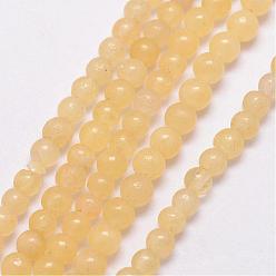 Other Jade Natural Honey Jade Bead Strands, Round, 3~3.5mm, Hole: 0.7mm, about 115~125pcs/strand, 16 inch