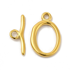 Real 18K Gold Plated Ion Plating(IP) 304 Stainless Steel Toggle Clasps, Oval, Real 18K Gold Plated, Oval: 21.5x14x2mm, Hole: 2mm, 13.5x9mm inner diameter, Bar: 19x7x2mm, hole: 2.5mm