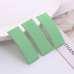 Medium Sea Green Frosted Plastic Snap Hair Clips, with Metal Clip, for Women and Girls, Waved Rectangle, Medium Sea Green, 55x20mm