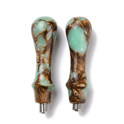 Turquoise Pâle Manche de cachet de cire d'auriculite mélangée de jaspe impérial naturel, avec 201 vis en acier inoxydable, pour la fabrication de tampon de cire, turquoise pale, 80~80.5x22mm, pin: 7.5 mm