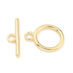 Real 18K Gold Plated Rack Plating Brass Toggle Clasps, Long-Lasting Plated, Ring, Real 18K Gold Plated, Ring: 19.5x15.5x2mm, Hole: 2.5mm, Bar: 22x6x2mm, Hole: 2.5mm