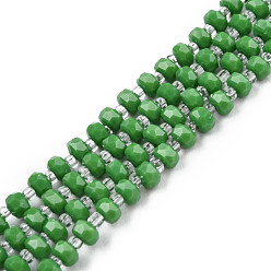 Verdemar Cuentas opacas de color sólido cuentas de vidrio, ábaco, verde mar, 4x3 mm, agujero: 0.8 mm, sobre 146~150 unidades / cadena, 24.41 pulgada ~ 25.2 pulgada (62~64 cm)