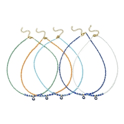 (52) Непрозрачная лаванда Ожерелье с подвеской в стиле лэмпворк «Сглаз» и цепочками из стеклянного бисера для женщин, разноцветные, 15.94 дюйм (40.5 см)