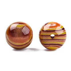SillínMarrón Perlas de resina de la raya, polvo del brillo, rondo, saddle brown, 16 mm, agujero: 2~2.4 mm