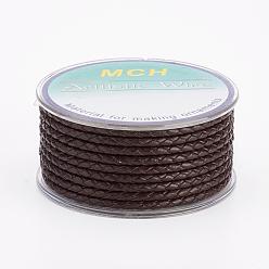 Coconut Brown Eco-Friendly Braided Leather Cord, Leather Jewelry Cord, Jewelry DIY Making Material, Coconut Brown, 3mm, about 5.46 yards(5m)/roll