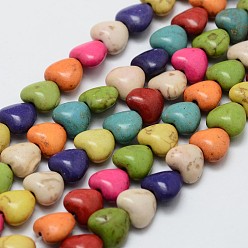 Разноцветный Бусины из синтетического магнезита, окрашенные, сердце, красочный, 8x7x4.5 мм, отверстие : 1 мм, около 52 шт / нитка, о 15 дюйме