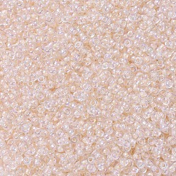 (RR281) Pale Peach Lined Crystal AB MIYUKI Round Rocailles Beads, Japanese Seed Beads, (RR281) Pale Peach Lined Crystal AB, 11/0, 2x1.3mm, Hole: 0.8mm, about 5500pcs/50g