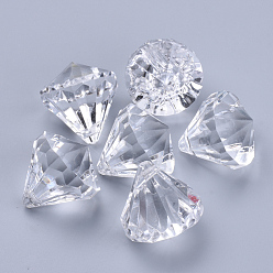 Clear Transparent Acrylic Pendants, Faceted, Diamond, Clear, 26x24mm, Hole: 2.5mm, about 80pcs/500g