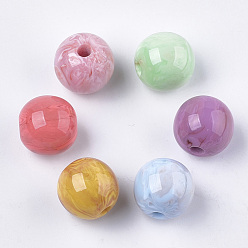 Mixed Color Resin Beads, Imitation Gemstone, Round, Mixed Color, 12mm, Hole: 2~2.5mm