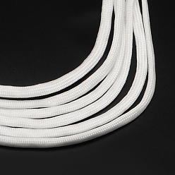 Blanc 7 âmes intérieures cordes en polyester et spandex, couleur unie, pour la fabrication de bracelets en corde, blanc, 4~5mm, environ 109.36 yards (100m)/paquet, 420~500g / bundle