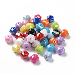 Mixed Color Opaque Acrylic Imitation Shell Beads, Hexagon, Mixed Color, 15.5~16x17.5~18x14mm, Hole: 2.5mm