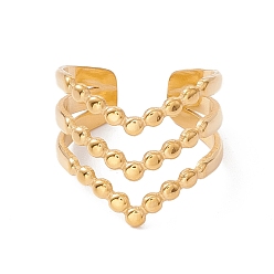 Золотой Ионное покрытие (ip) 304 корона из нержавеющей стали с открытым манжетным кольцом, широкое полое кольцо с тройной линией для мужчин и женщин, золотые, размер США 8 (18.1 мм)