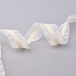 Белый Полиэстер органза лента, плиссированная лента, лента с оборками, белые, 1 дюйм (25 мм), о 50yards / рулон (45.72 м / рулон)