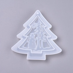 White Christmas Tree Silicone Molds, Pendant Resin Casting Molds, For UV Resin, Epoxy Resin Jewelry Making, White, 115x113x15mm