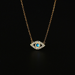 Oro Collar con colgante de mal de ojo de circonita cúbica y cadenas de acero inoxidable., dorado, 15.75 pulgada (40 cm)