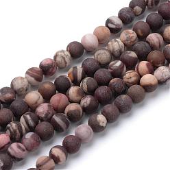 Jaspe Zébré Jaspe zèbre naturel rangées de perles rondes, Style givré, 8~8.5mm, Trou: 1mm, Environ 47 pcs/chapelet, 15.5 pouce