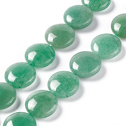 Green Aventurine Natural Green Aventurine Beads Strands, Flat Round, 19.5~20.5x7~8mm, Hole: 1mm, about 20pcs/strand, 15.55''~15.98''(39.5~40.6cm)