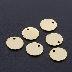Golden 201 Stainless Steel Laser Cut Charms, Blank Stamping Tag, Flat Round, Golden, 12x1mm, Hole: 1.4mm