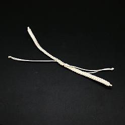 White Braided Nylon Cord for DIY Bracelet Making, White, 145~155x5x2mm, Hole: 2~4mm