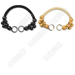 Mixed Color PandaHall Elite 4Pcs 2 Colors Nylon Bag Handles, with Wooden Beads & Zinc Alloy Spring Ring Clasps, Bag Replacement Accessories, Mixed Color, 47.5x1.4cm, 2pcs/color