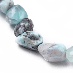 Larimar Bracelets extensibles en perles de larimar naturelles, pierre tombée, nuggets, diamètre intérieur: 2~2-1/4 pouce (5.2~5.6 cm)