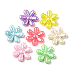Mixed Color Acrylic Beads, AB Color Plated, Flower, Mixed Color, 23x21x5mm, Hole: 2mm, 458pcs/500g
