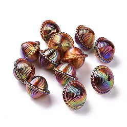 Sienna UV Plating Rainbow Iridescent Acrylic Beads, with Gold Foil, Peg-top Shape, Sienna, 22x18mm, Hole: 3mm