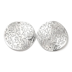 Stainless Steel Color 304 Stainless Steel Pendants, Textured, Flat Round Charm, Stainless Steel Color, 29.5x1.5mm, Hole: 1.8mm