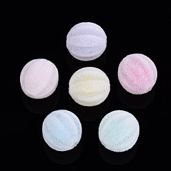 Couleur Mélangete Perles acryliques flocky, Perle en bourrelet, citrouille, couleur mixte, 12x12mm, Trou: 2mm