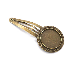 Bronze Antique Trouver une pince à cheveux en alliage, suports à cabochon, bronze antique, diamètre intérieur: 20 mm