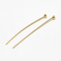 Real 18K Gold Plated Brass Ball Head Pins, Real 18K Gold Plated, 30x0.6mm, 23 Gauge, Head: 2mm