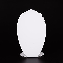 Blanc Présentoirs de collier acrylique, blanc, 24x14.5x8.1 cm