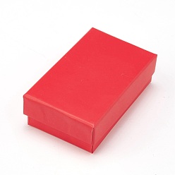Rouge Boîtes à pendentif / boucles d'oreilles en carton, 2 emplacements, avec une éponge noire, pour emballage cadeau bijoux, rouge, 8.4x5.1x2.5 cm