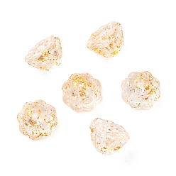Melocotón de Soplo Perlas de vidrio transparentes, con el polvo del brillo del oro, flor de loto, peachpuff, 11x7 mm, agujero: 1.2 mm