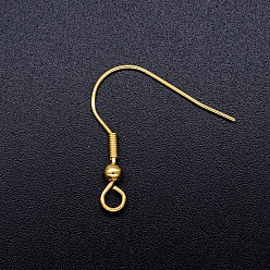 Золотой 304 нержавеющей стали серьги крюков, с горизонтальной петлей, золотые, 22 мм, отверстие : 2 мм, 21 датчик, штифты : 0.7 мм