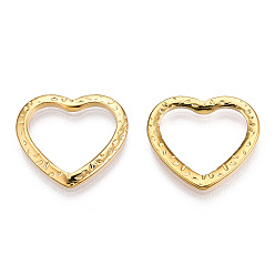 Real 18K Gold Plated Ion Plating(IP) 304 Stainless Steel Linking Ring, Hammered, Heart, Real 18K Gold Plated, 16.5x18x1.5mm, Inner Diameter: 10.5x14mm