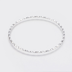 Серебро Медные буддийские браслеты, скрученные браслеты, серебряный цвет гальваническим, 2-3/8 дюйм (62 мм)