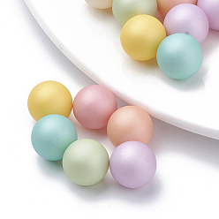 Mixed Color Eco-Friendly Plastic Imitation Pearl Beads, High Luster, Grade A, No Hole Beads, Matte, Round, Mixed Color, 3mm