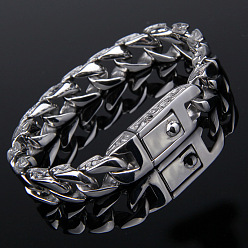 Stainless Steel Color Stainless Steel Curb Chain Bracelet for Men, Stainless Steel Color, 8-1/4 inch(21cm)