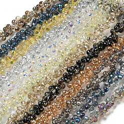 Couleur Mélangete Plaquent verre transparent perles brins, facette, larme percée en haut, couleur mixte, 6x5x5mm, Trou: 0.8mm, Environ 108 pcs/chapelet, 16.14'' (41 cm)