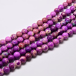 Violet Bleu Brins de perles de jaspe impérial naturel, ronde, teint, bleu violet, 10mm, Trou: 1mm, Environ 38 pcs/chapelet, 15 pouce
