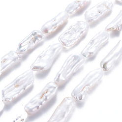 Color de la concha Naturales keshi granos de perlas hebras, perla cultivada de agua dulce, pepitas, color de concha, 15~34x6~12x4~7 mm, agujero: 0.6 mm, sobre 14~20 unidades / cadena, 14.96 pulgada (38 cm)
