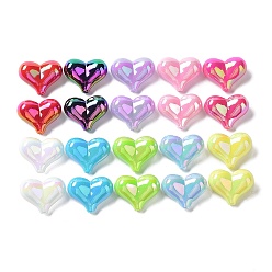 Mixed Color Opaque Acrylic Beads, Imitation Shell Effect, Heart, Mixed Color, 16.5x21x10mm, Hole: 2mm