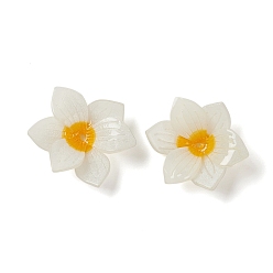 White Opaque Resin Bead Caps, Multi-Petal, Flower, White, 22.8x20x9mm, Hole: 1mm